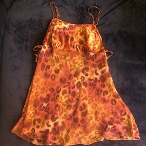 Gilligan O’Malley cheetah slip dress silk top and chiffon sheer bottom